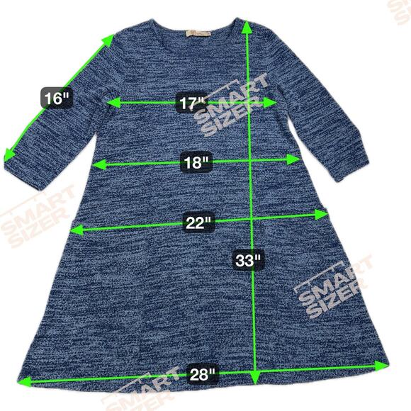 Aryeh Heather Blue A-Line Sweater Dress Large Patch Pockets Size M - Picture 4 of 11